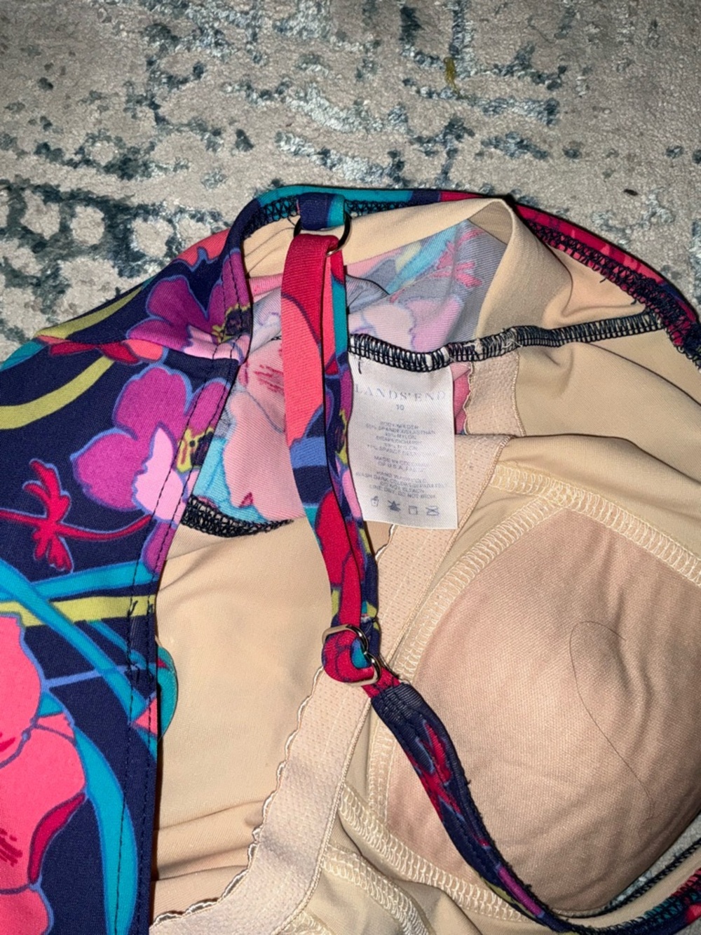 Lands End Floral One-Piece Swimsuit in Navy, Pink & Teal - Picture 4 of 6